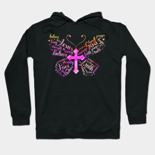 Butterfly Prayer Jesus Christian Cross Floral Pattern Hoodie